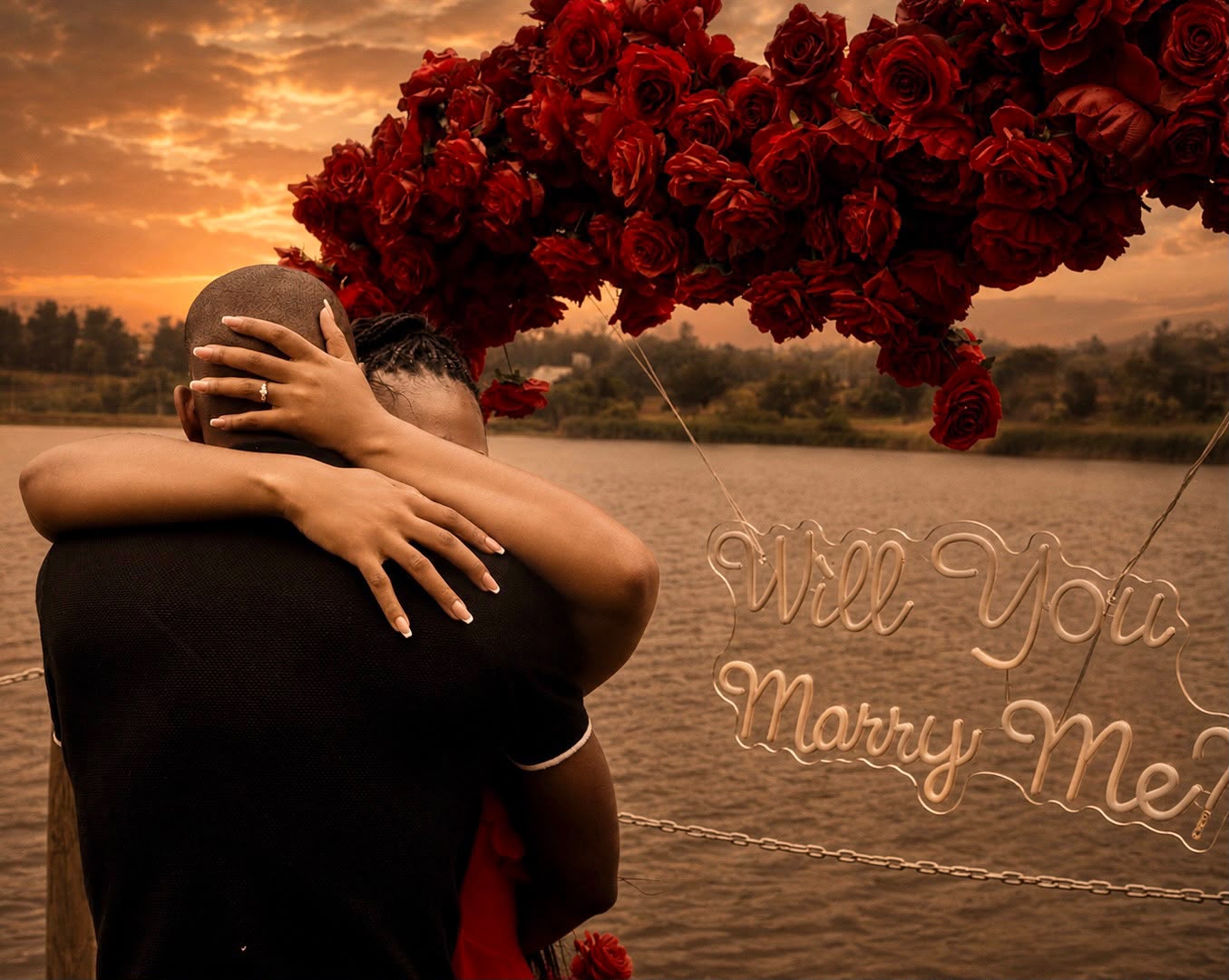 Moabi and Lebo celebrating their engagement